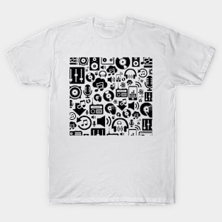 Music Lover Pattern - Radios and Records T-Shirt